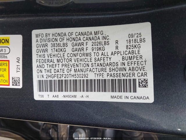 2026 HONDA CIVIC LX 9