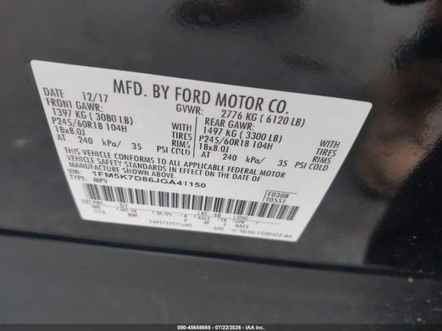 2018 FORD EXPLORER XLT 9