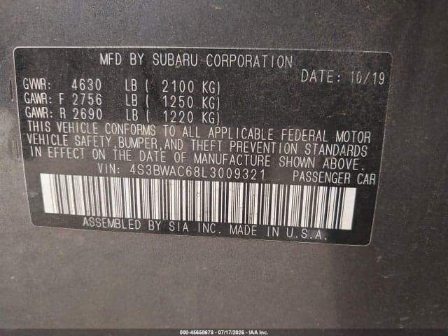 2020 SUBARU LEGACY PREMIUM 9