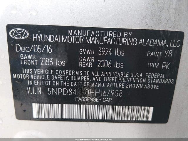 2017 HYUNDAI ELANTRA SE 9