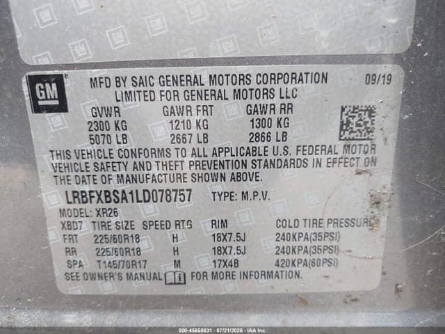 2020 BUICK ENVISION FWD PREFERRED 9