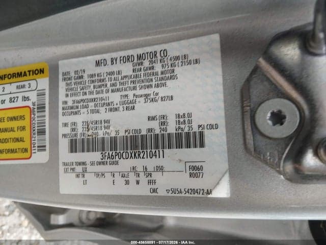 2019 FORD FUSION SEL 9