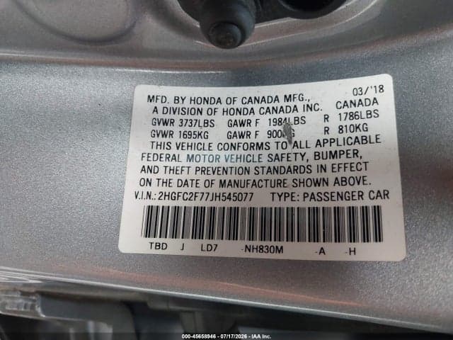 2018 HONDA CIVIC EX 9