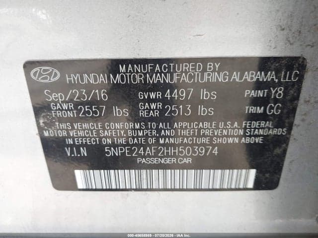 2017 HYUNDAI SONATA 9