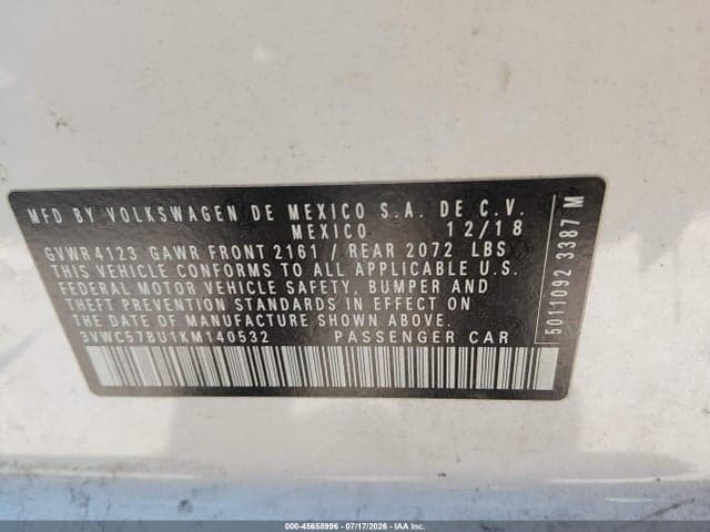 2019 VOLKSWAGEN JETTA 1.4T R-LINE/1.4T S/1.4T SE 9