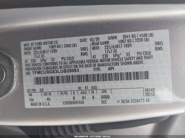 2020 FORD ESCAPE SE 9