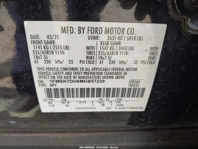 2021 FORD EXPLORER XLT 9