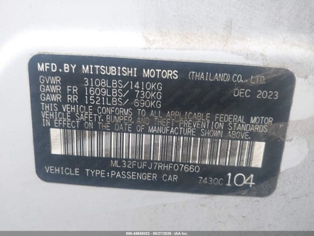 2024 MITSUBISHI MIRAGE G4 LE 9