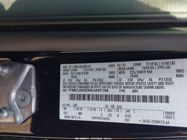 2019 FORD ESCAPE SE 9