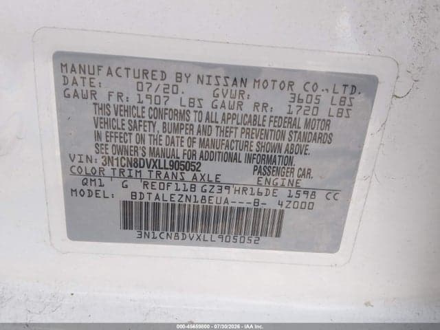 2020 NISSAN VERSA S XTRONIC CVT 9