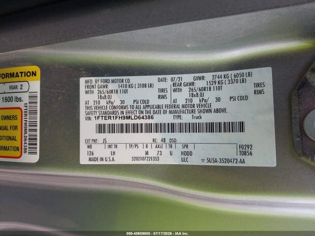 2021 FORD RANGER XL 9