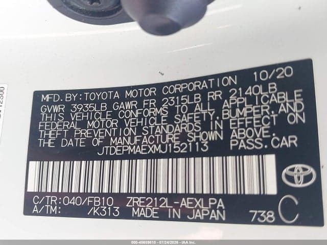 2021 TOYOTA COROLLA LE 9
