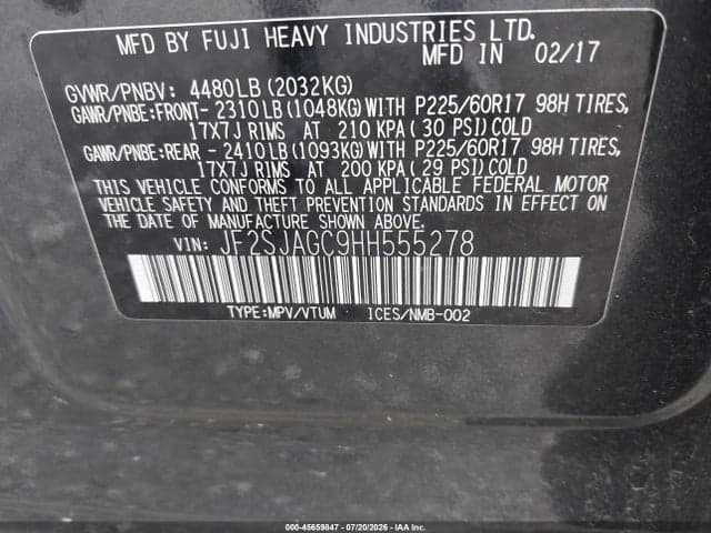 2017 SUBARU FORESTER 2.5I PREMIUM 9
