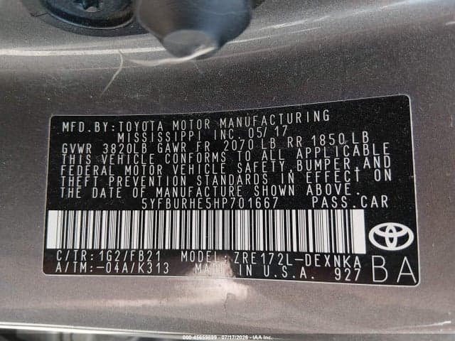 2017 TOYOTA COROLLA LE 9