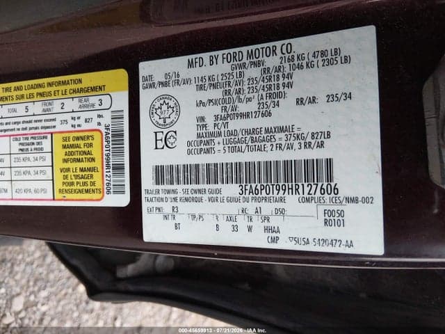 2017 FORD FUSION SE 9