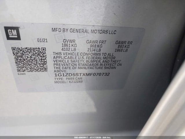 2021 CHEVROLET MALIBU FWD LT 9