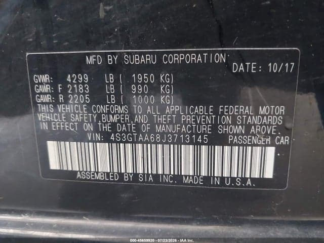 2018 SUBARU IMPREZA 2.0I 9