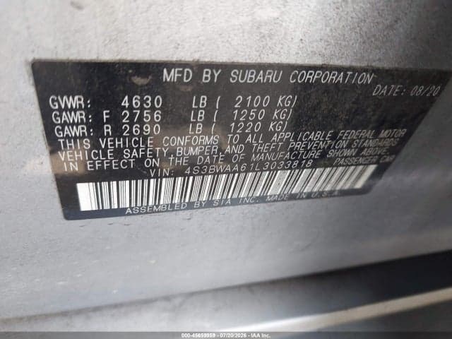 2020 SUBARU LEGACY 3