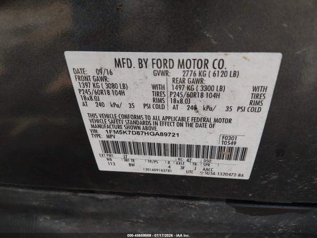 2017 FORD EXPLORER XLT 9
