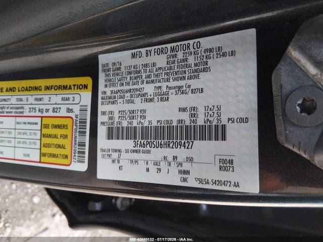 2017 FORD FUSION ENERGI TITANIUM 9