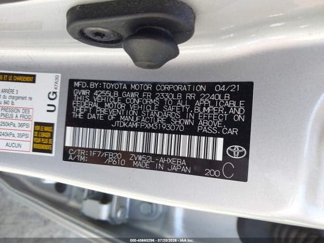 2021 TOYOTA PRIUS PRIME LE 9