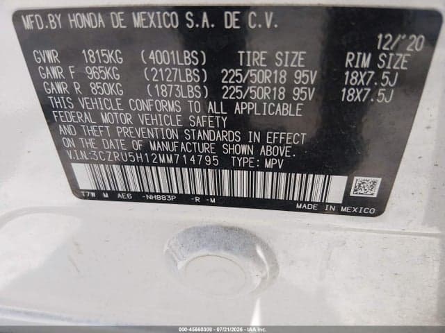 2021 HONDA HR-V 2WD SPORT 9