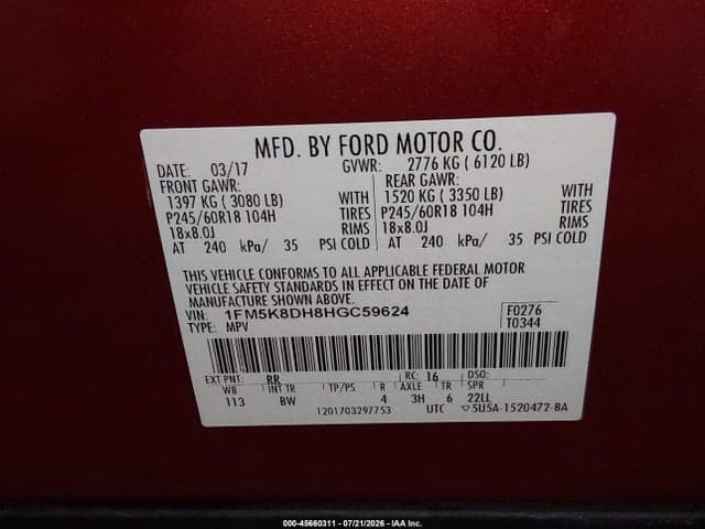 2017 FORD EXPLORER XLT 9