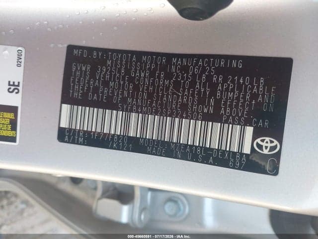 2025 TOYOTA COROLLA LE 9