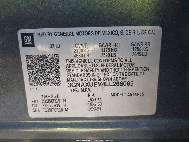 2020 CHEVROLET EQUINOX AWD LT 1.5L TURBO 9
