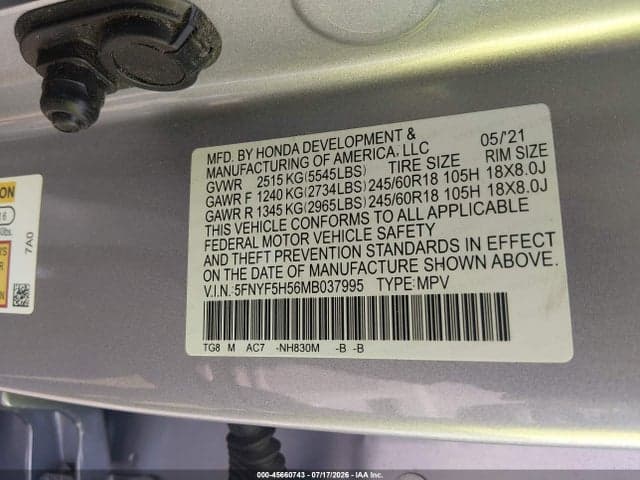 2021 HONDA PILOT 2WD EX-L 9