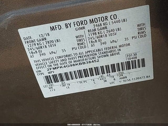 2019 FORD EDGE SE 9