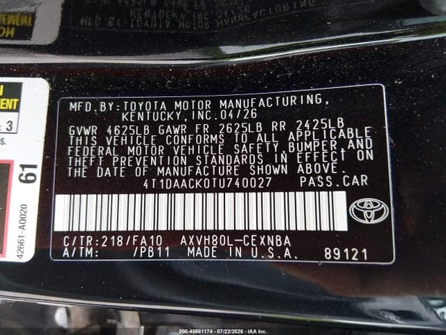 2026 TOYOTA CAMRY LE 9