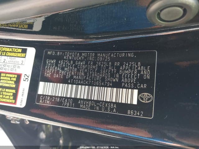 2026 TOYOTA CAMRY SE 9