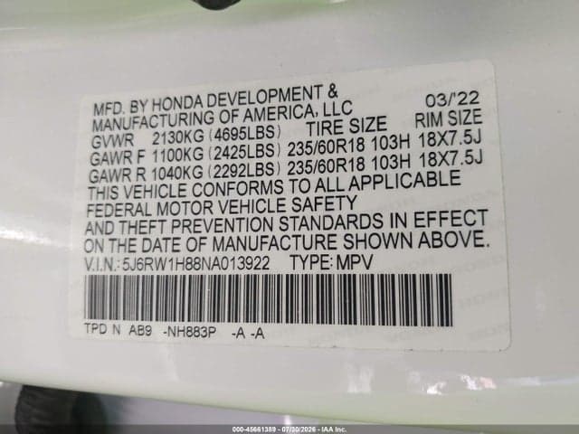 2022 HONDA CR-V 2WD EX-L 9