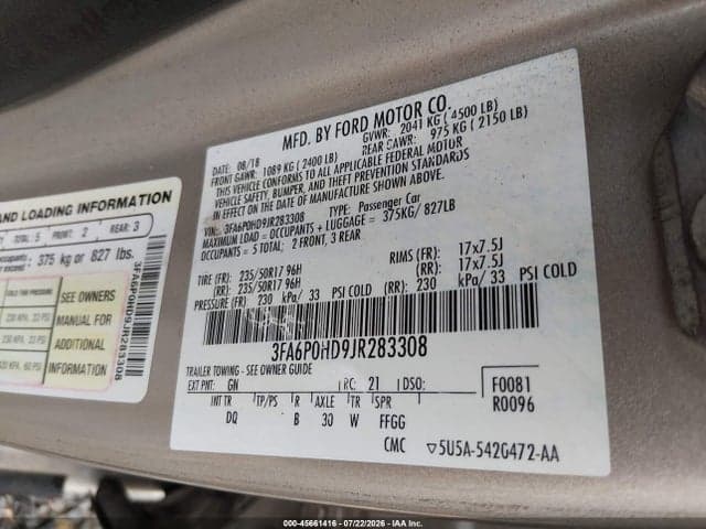 2018 FORD FUSION SE 9