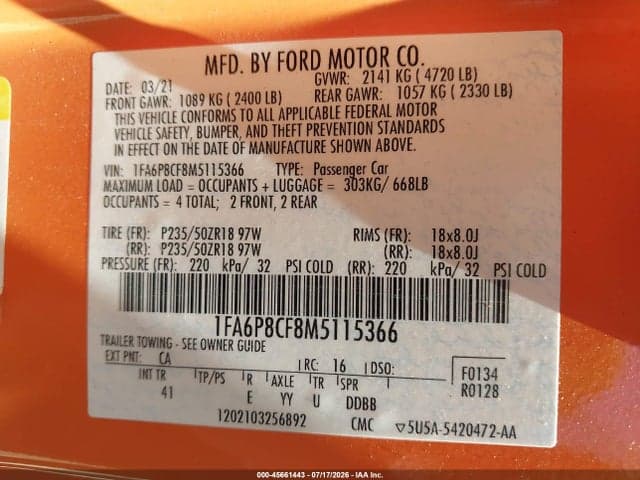 2021 FORD MUSTANG GT PREMIUM FASTBACK 9