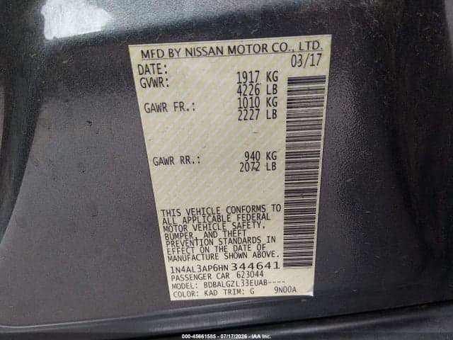 2017 NISSAN ALTIMA 2.5 S 9