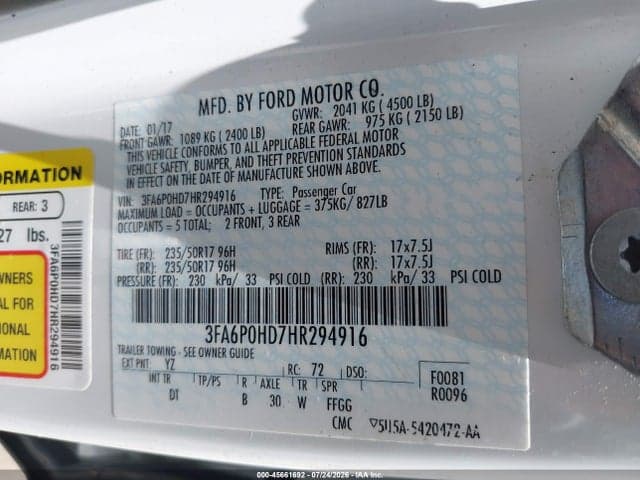 2017 FORD FUSION SE 9