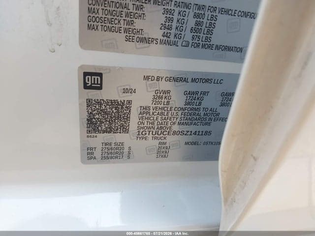 2025 GMC SIERRA 1500 4WD SHORT BOX ELEVATION WITH 3SB 9