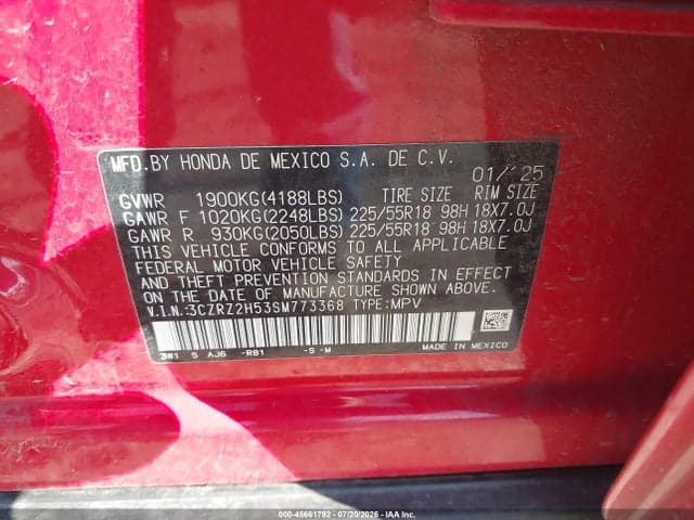 2025 HONDA HR-V AWD SPORT 9