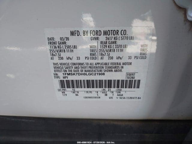 2020 FORD EXPLORER XLT 9