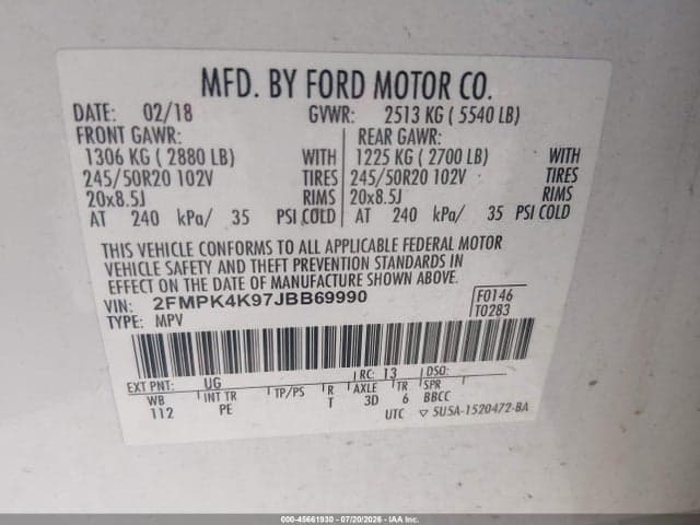 2018 FORD EDGE TITANIUM 9