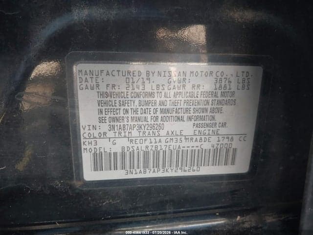 2019 NISSAN SENTRA SR 9
