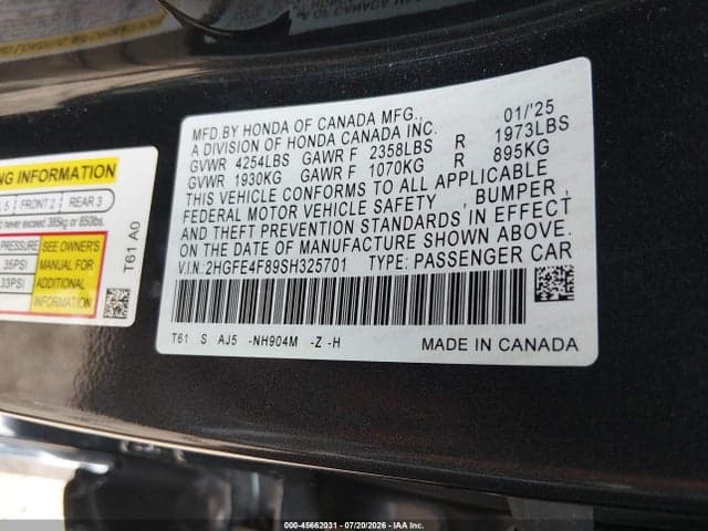 2025 HONDA CIVIC HYBRID SPORT/SPORT TOURING 9