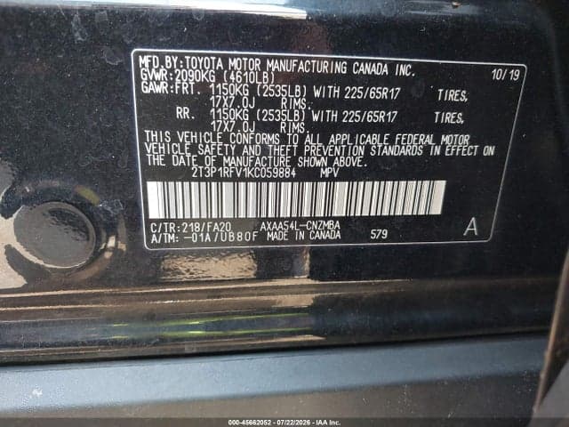2019 TOYOTA RAV4 XLE 9