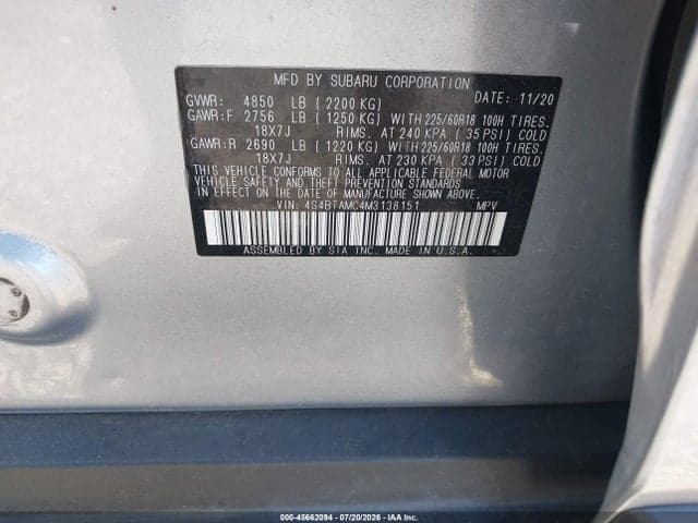 2021 SUBARU OUTBACK LIMITED 9
