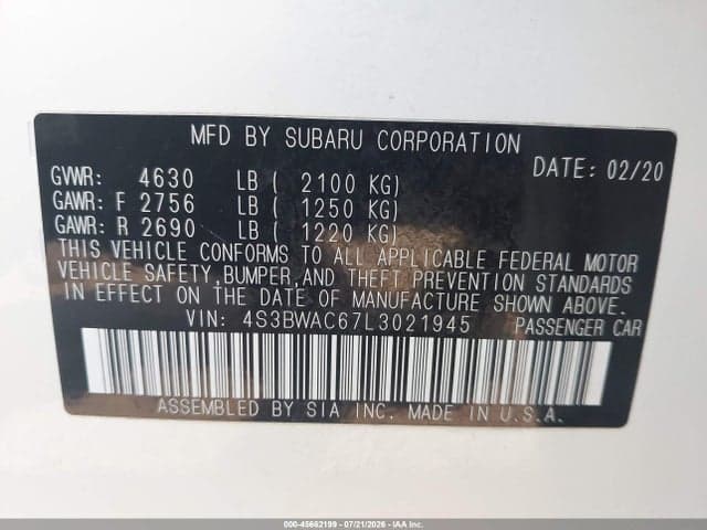 2020 SUBARU LEGACY PREMIUM 9