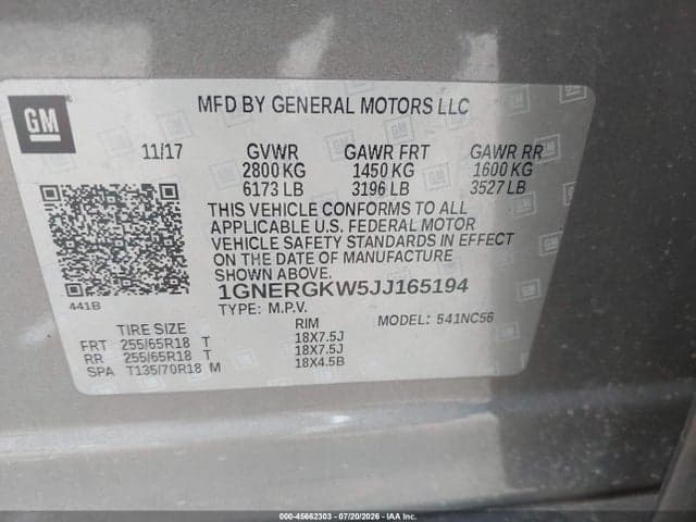 2018 CHEVROLET TRAVERSE LT CLOTH 9