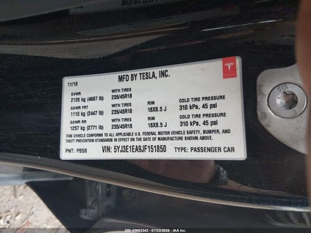 2018 TESLA MODEL 3 LONG RANGE/MID RANGE 9