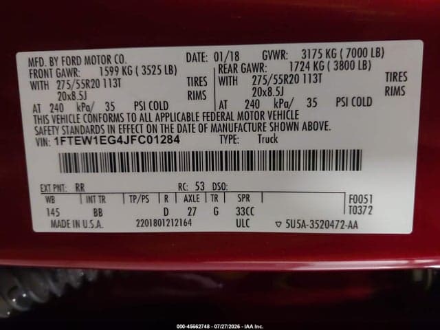 2018 FORD F-150 PLATINUM 9